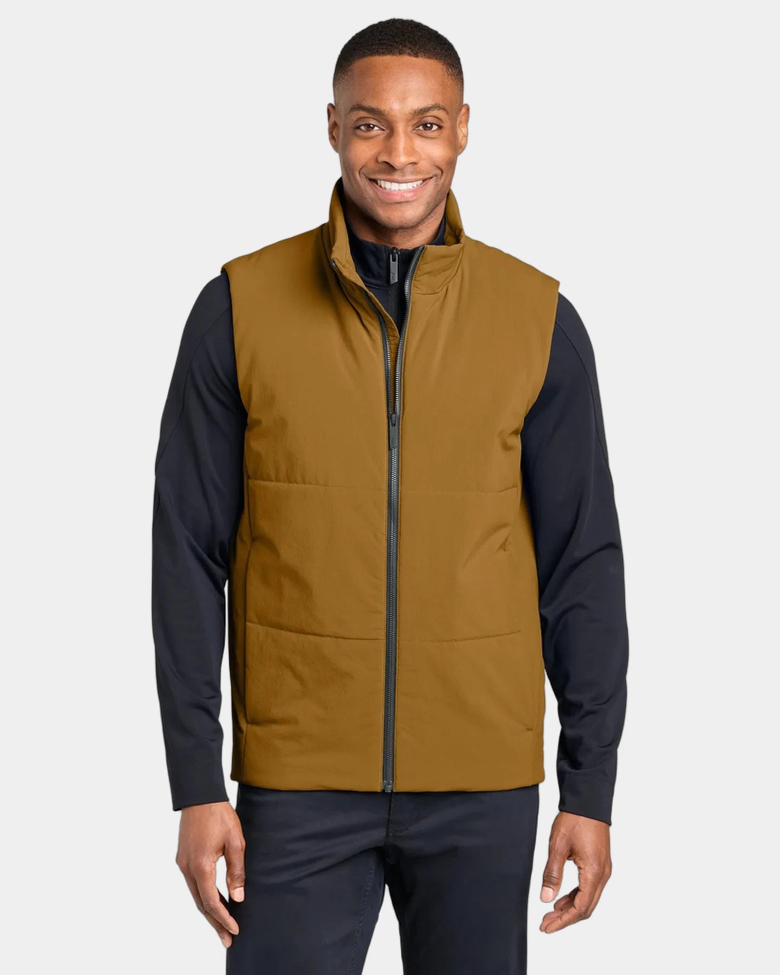 Custom recycled stretch puffy vest with DWR finish - Amber Haze