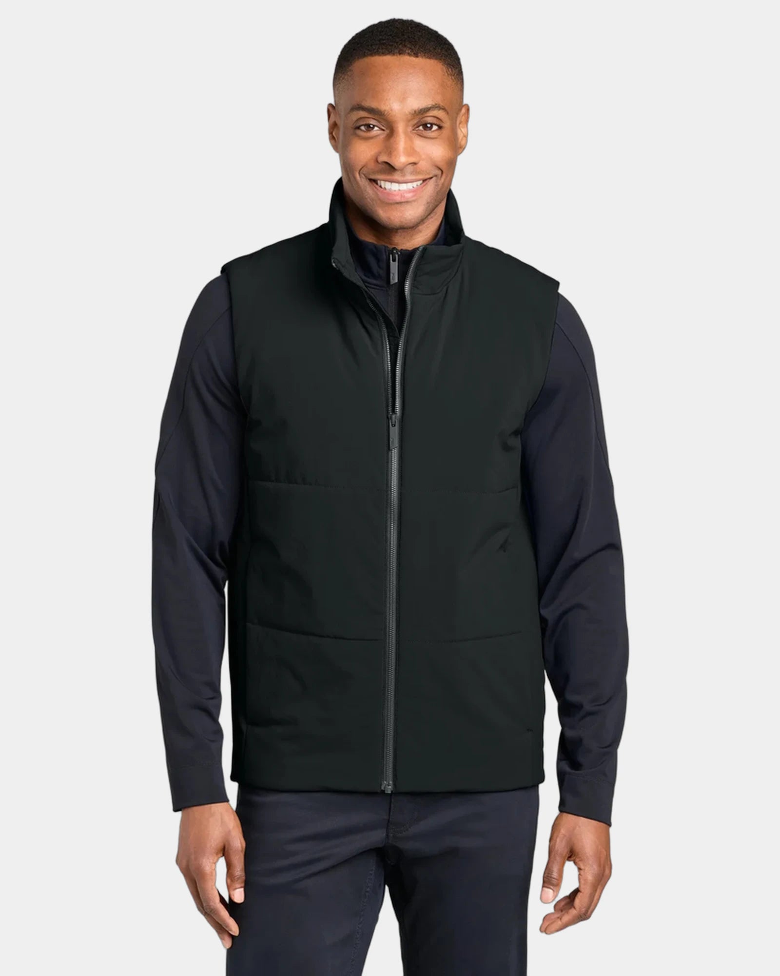 Custom recycled stretch puffy vest with DWR finish - Pitch Black