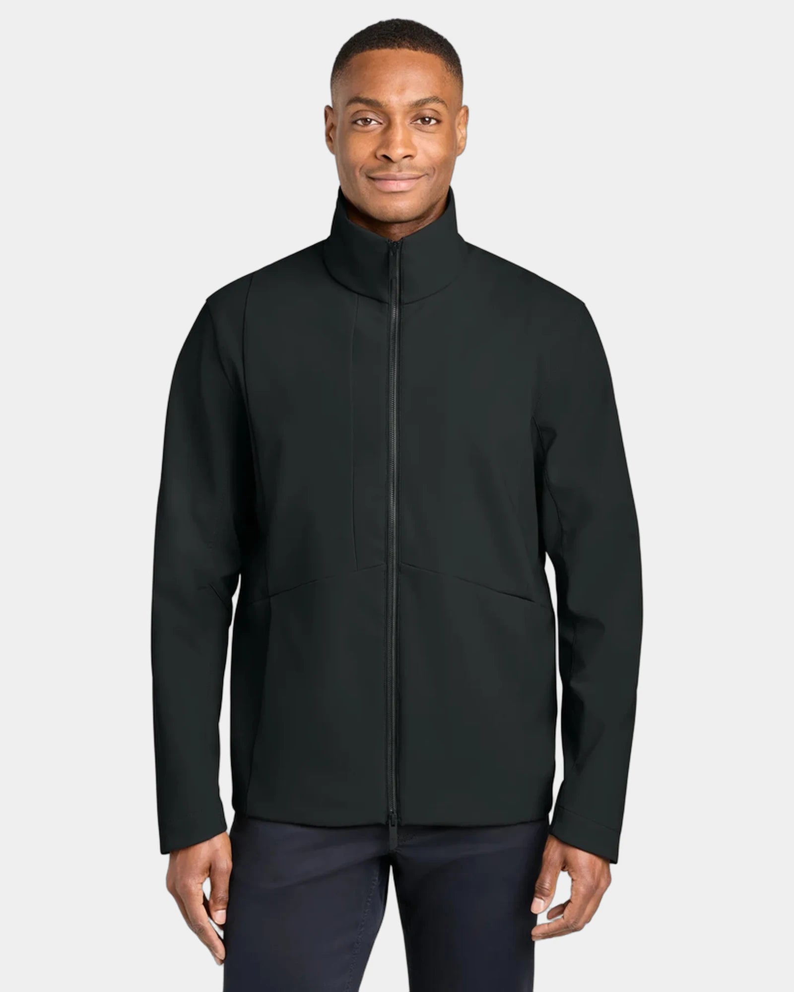 Custom recycled full-zip soft shell jacket - Pitch Black
