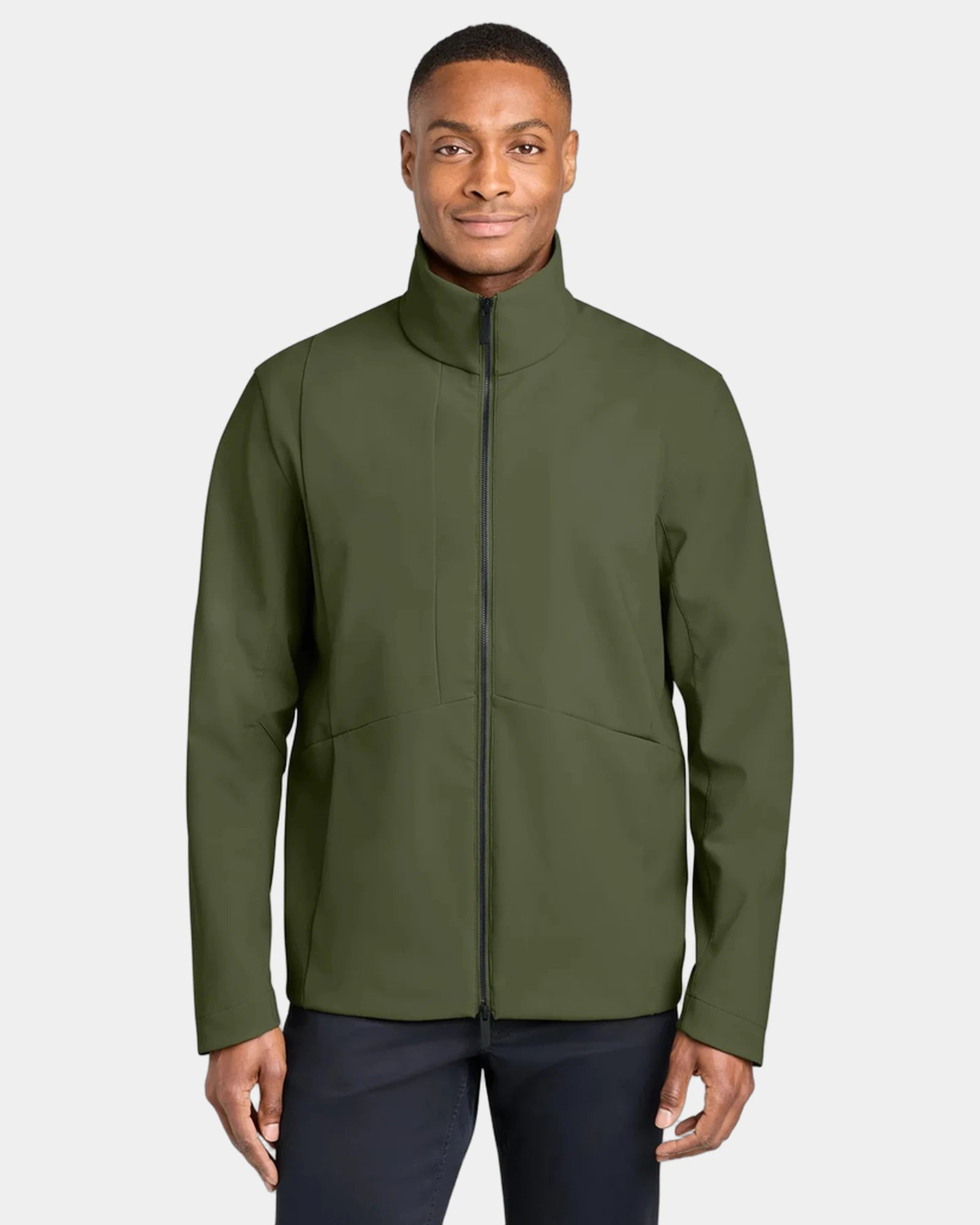 Custom recycled full-zip soft shell jacket - Forest Moss