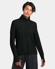 Custom recycled nylon women's 1/4-zip pullover UPF 50+ - Pitch Black