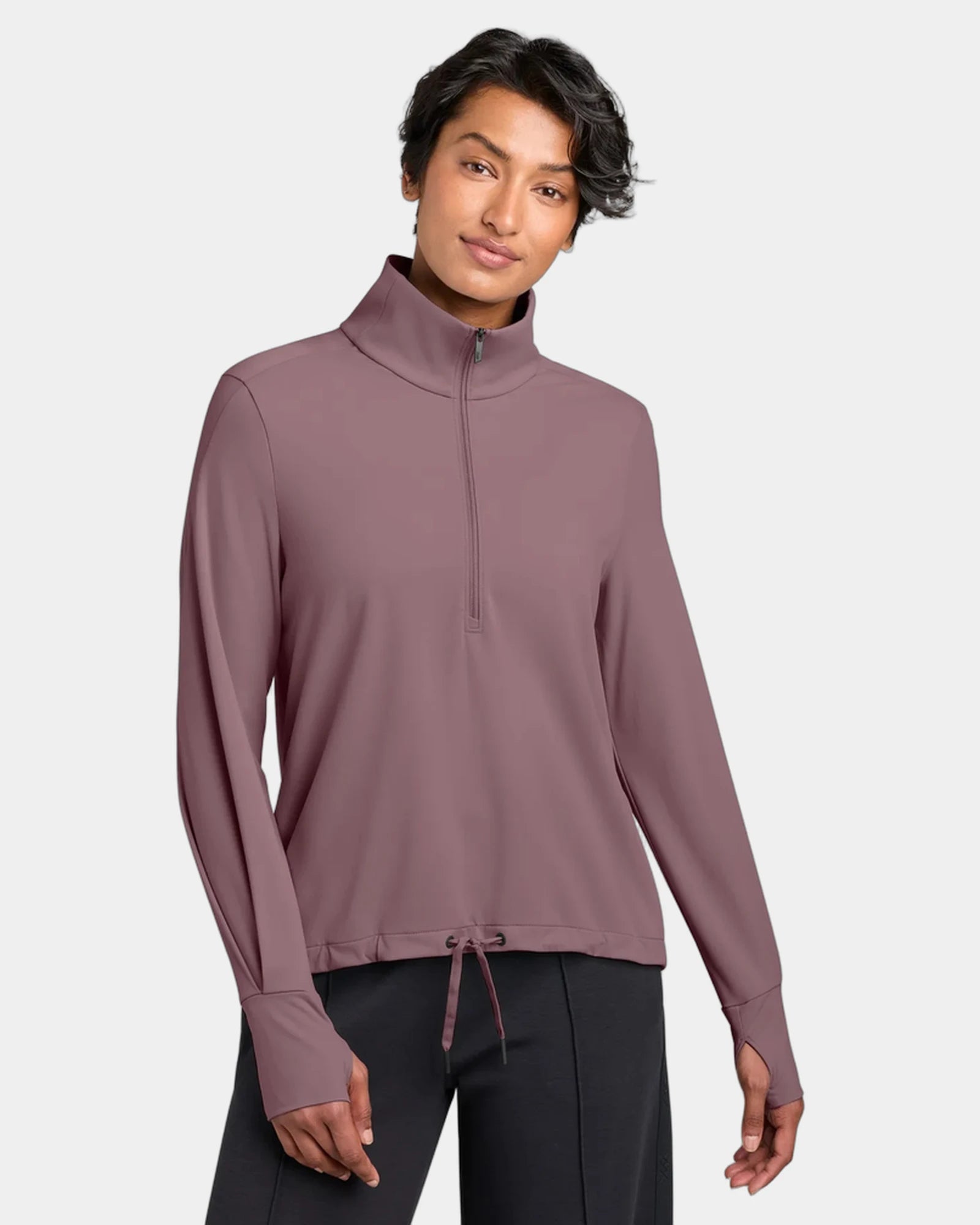 Custom recycled nylon women's 1/4-zip pullover UPF 50+ - Dark Quartz