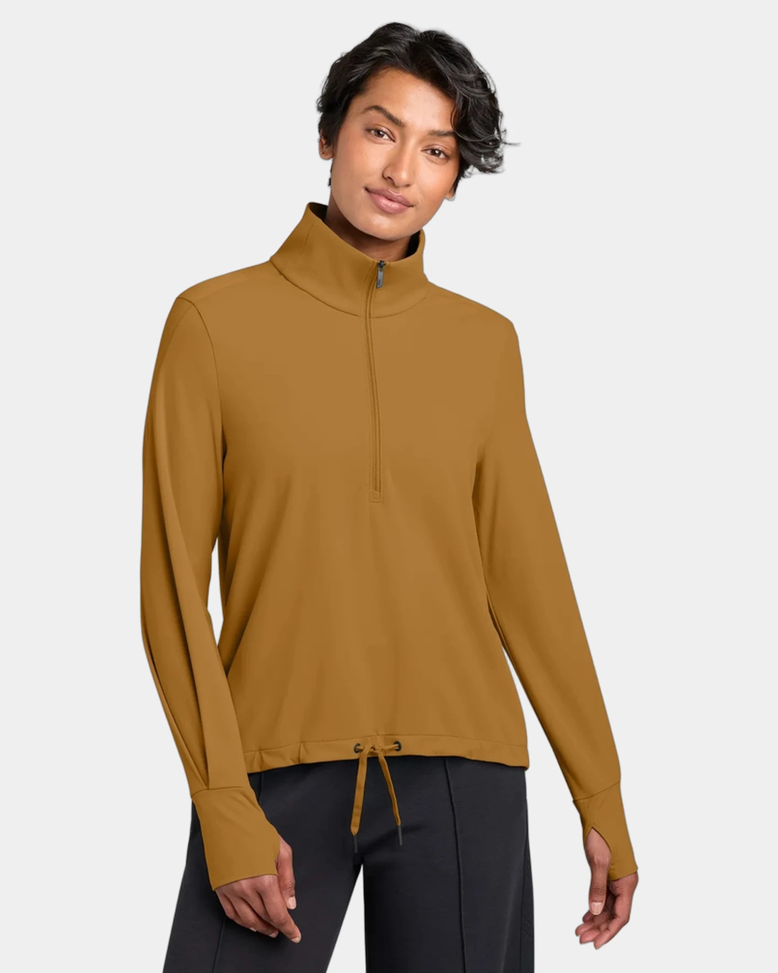 Custom recycled nylon women's 1/4-zip pullover UPF 50+ - Amber Haze