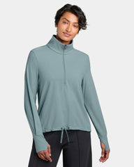 Custom recycled nylon women's 1/4-zip pullover UPF 50+ - Blue Fog