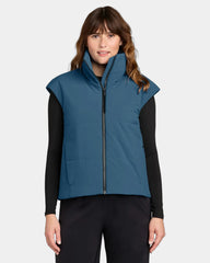 Custom women's recycled stretch puffy vest - Deep Lake