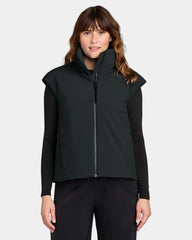 Custom women's recycled stretch puffy vest - Pitch Black