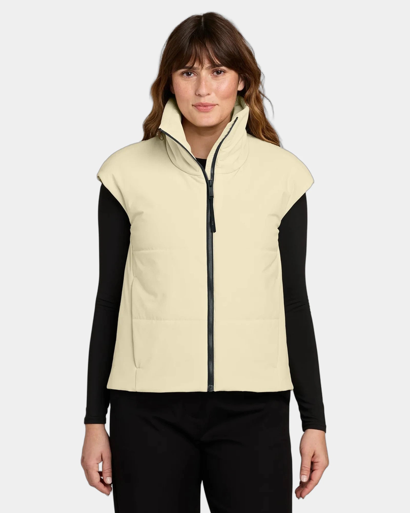 Custom women's recycled stretch puffy vest - Alabaster