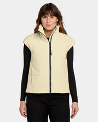 Custom women's recycled stretch puffy vest - Alabaster