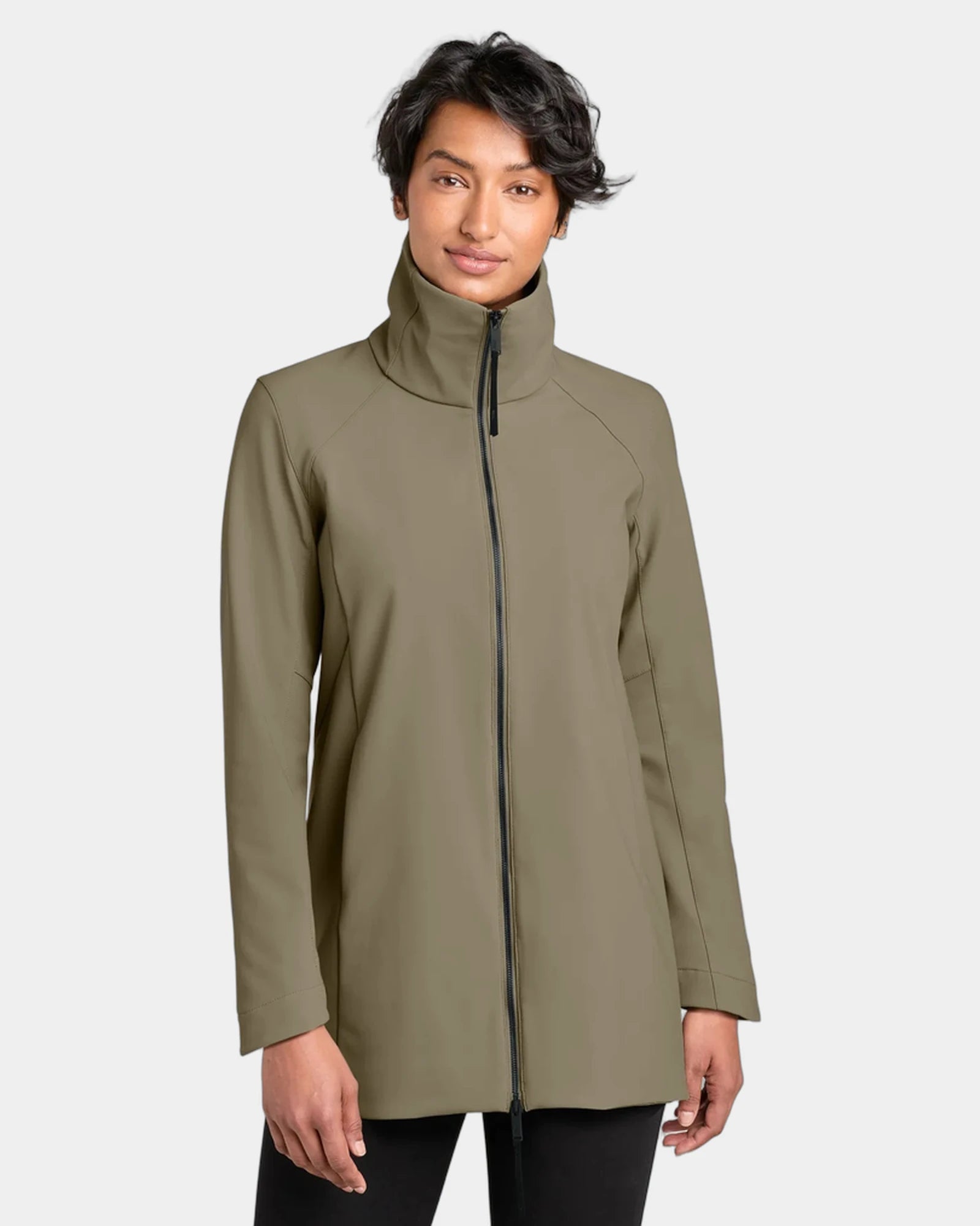 Custom recycled women's full-zip soft shell jacket - Truffle