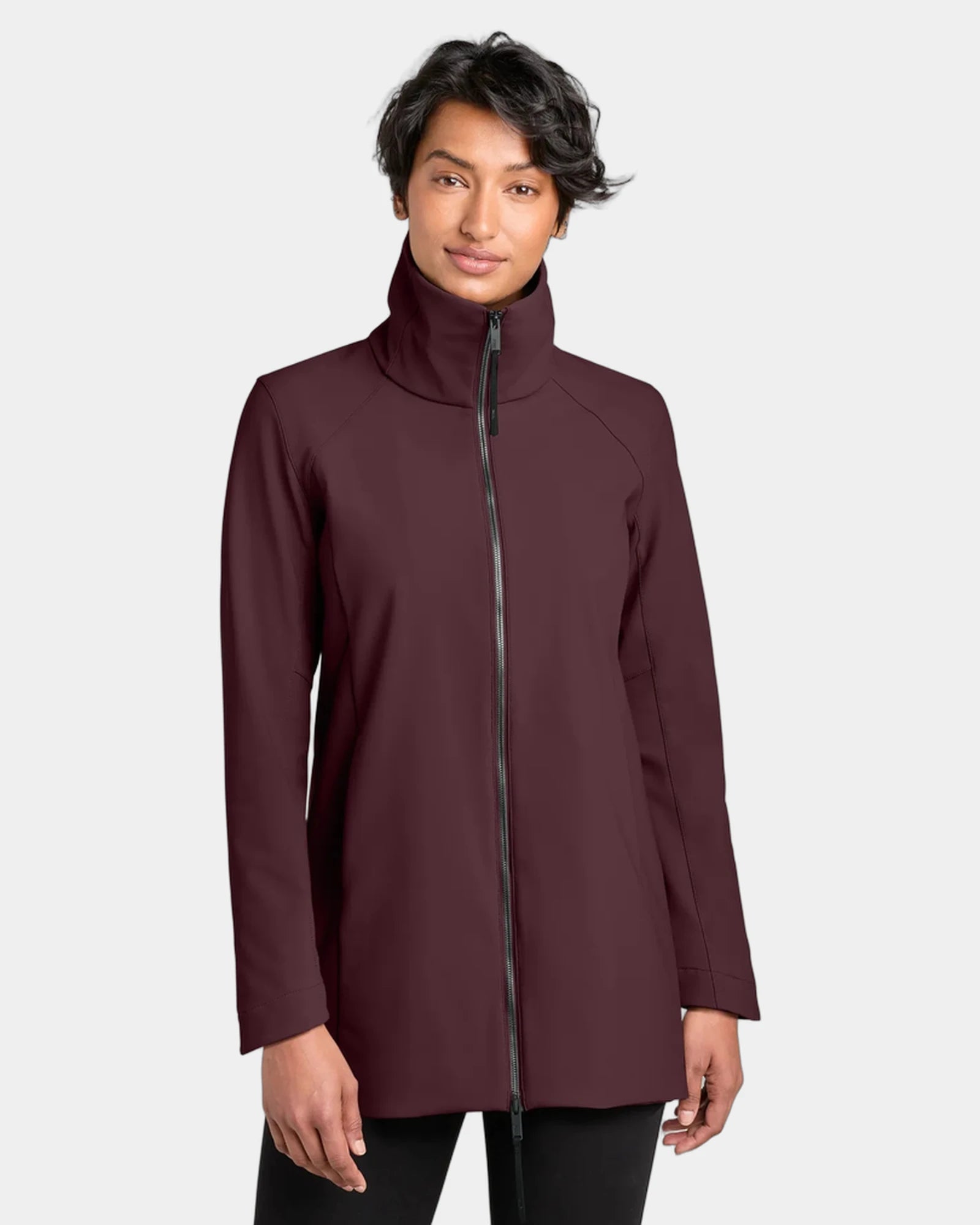 Custom recycled women's full-zip soft shell jacket - Dark Fig