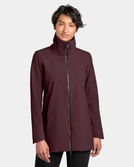 Custom recycled women's full-zip soft shell jacket - Dark Fig