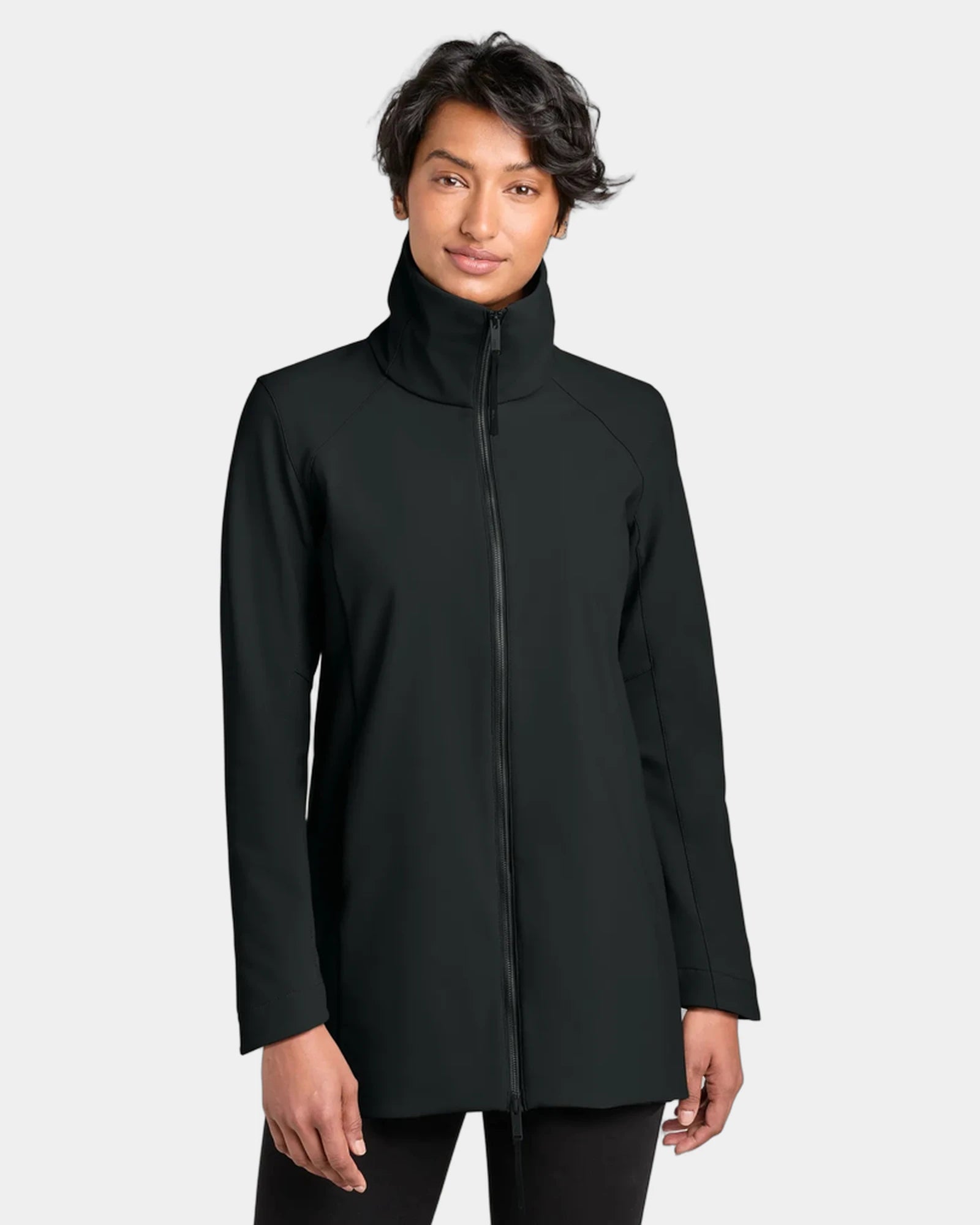 Custom recycled women's full-zip soft shell jacket - Pitch Black