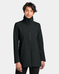 Custom recycled women's full-zip soft shell jacket - Pitch Black