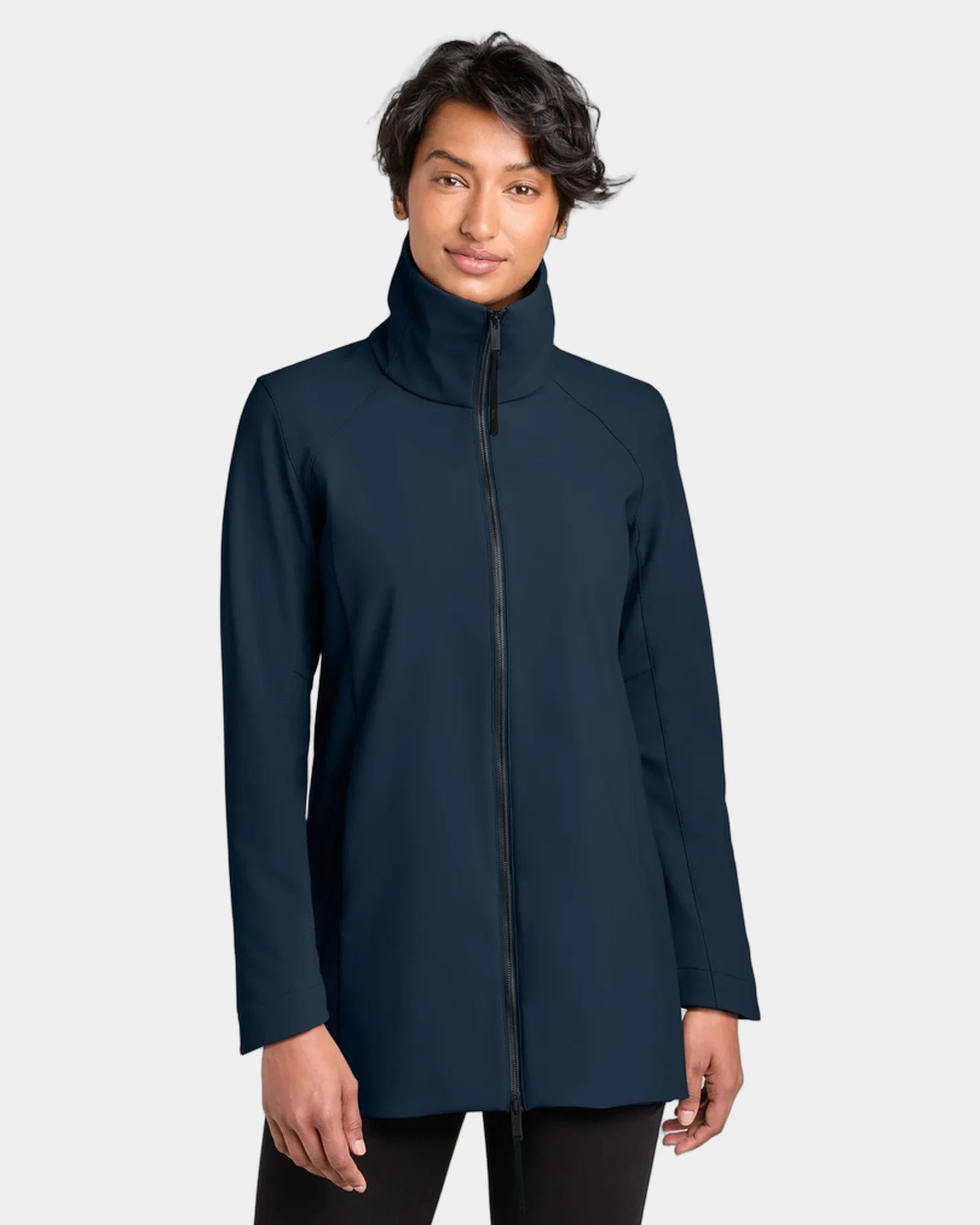 Custom recycled women's full-zip soft shell jacket - Indigo Navy