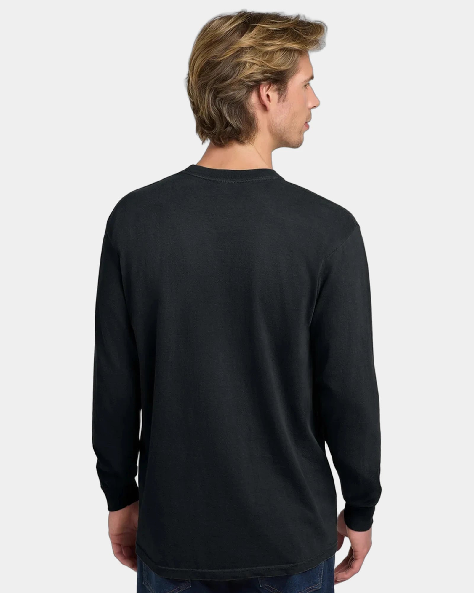 Custom heavyweight ring spun long sleeve tee - Black