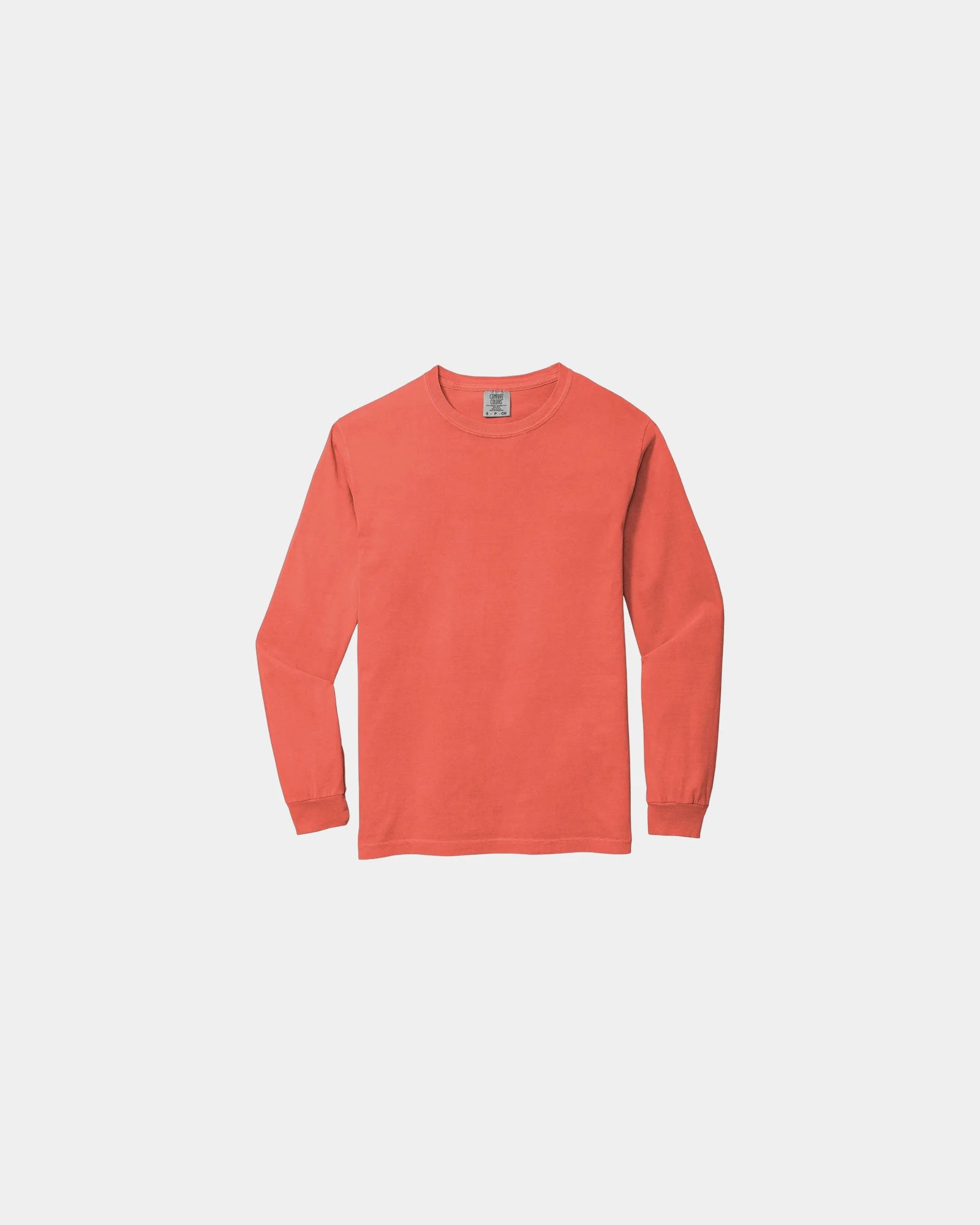Custom heavyweight ring spun long sleeve tee - Bright Salmon
