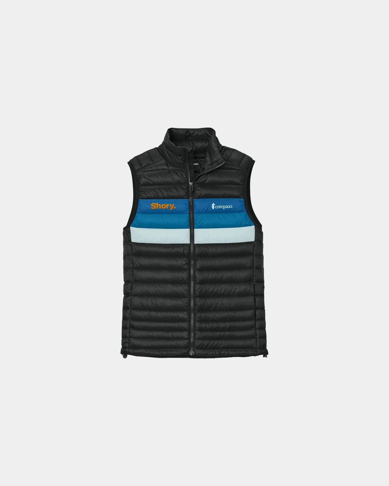 Branded recycled nylon down vest with eco-friendly fill - Black/ Atlantic