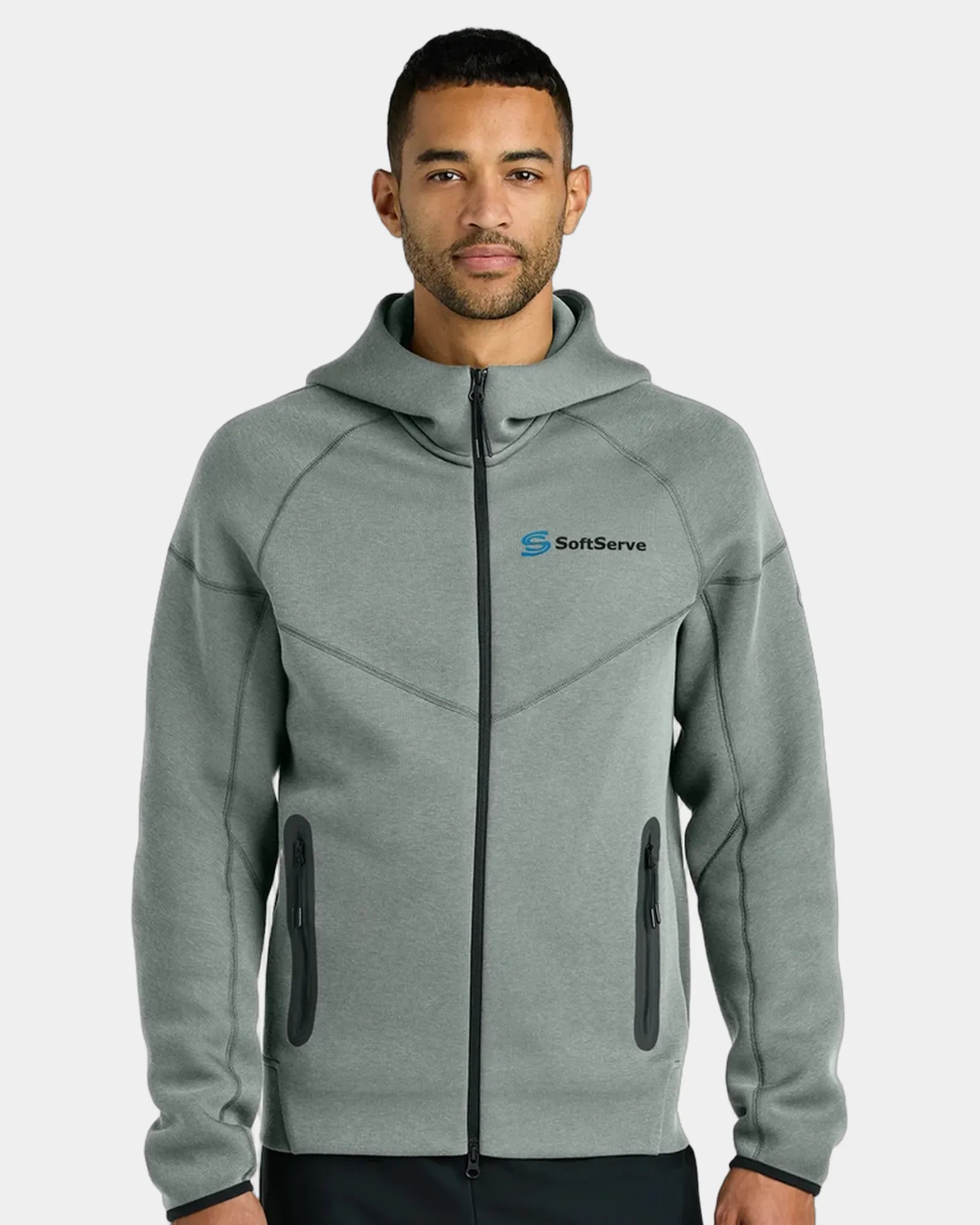 Custom Nike fleece full-zip hoodie - Dark Grey Heather