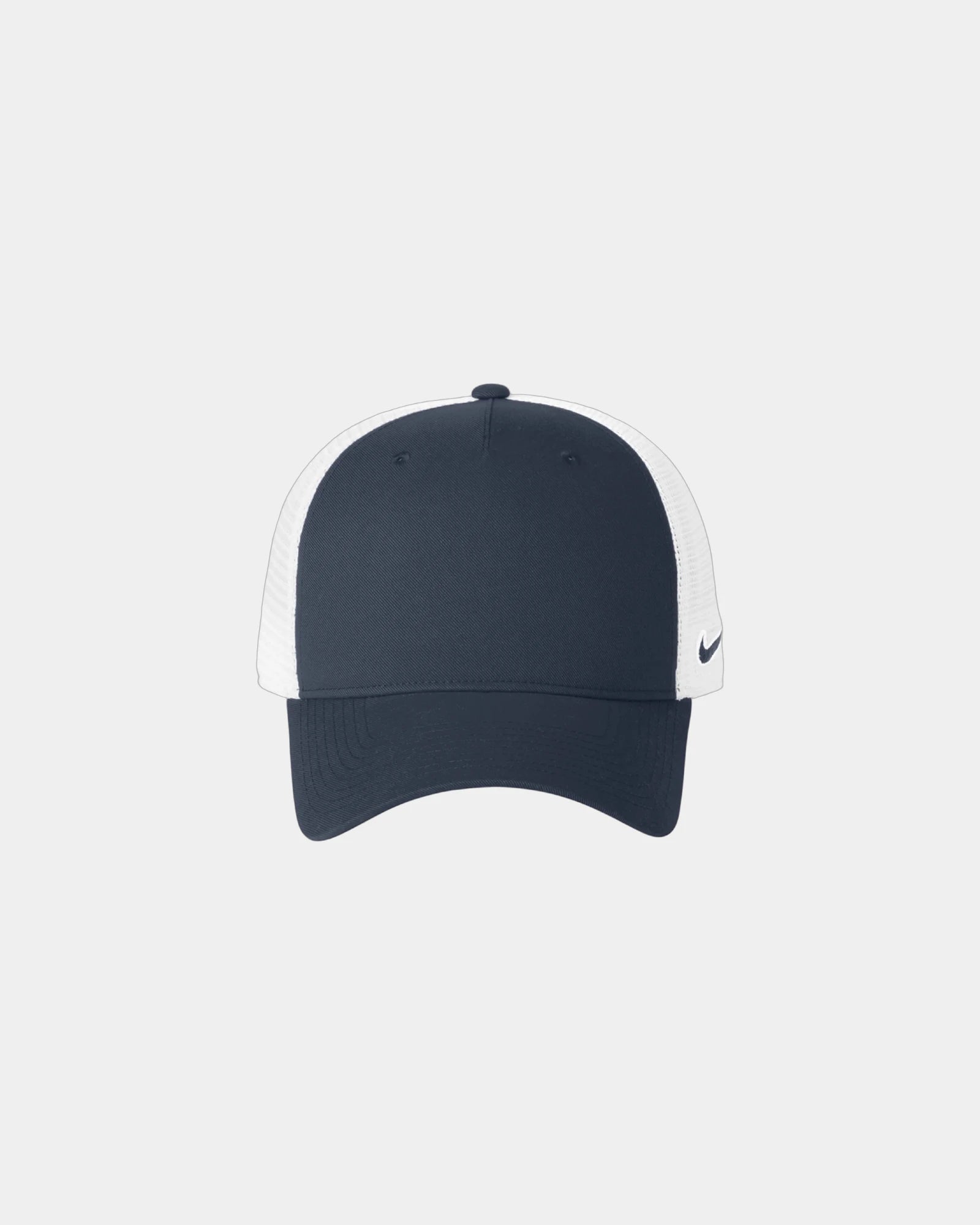 Custom recycled Nike trucker mesh snapback cap - Navy- White