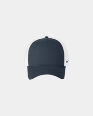 Custom recycled Nike trucker mesh snapback cap - Navy- White