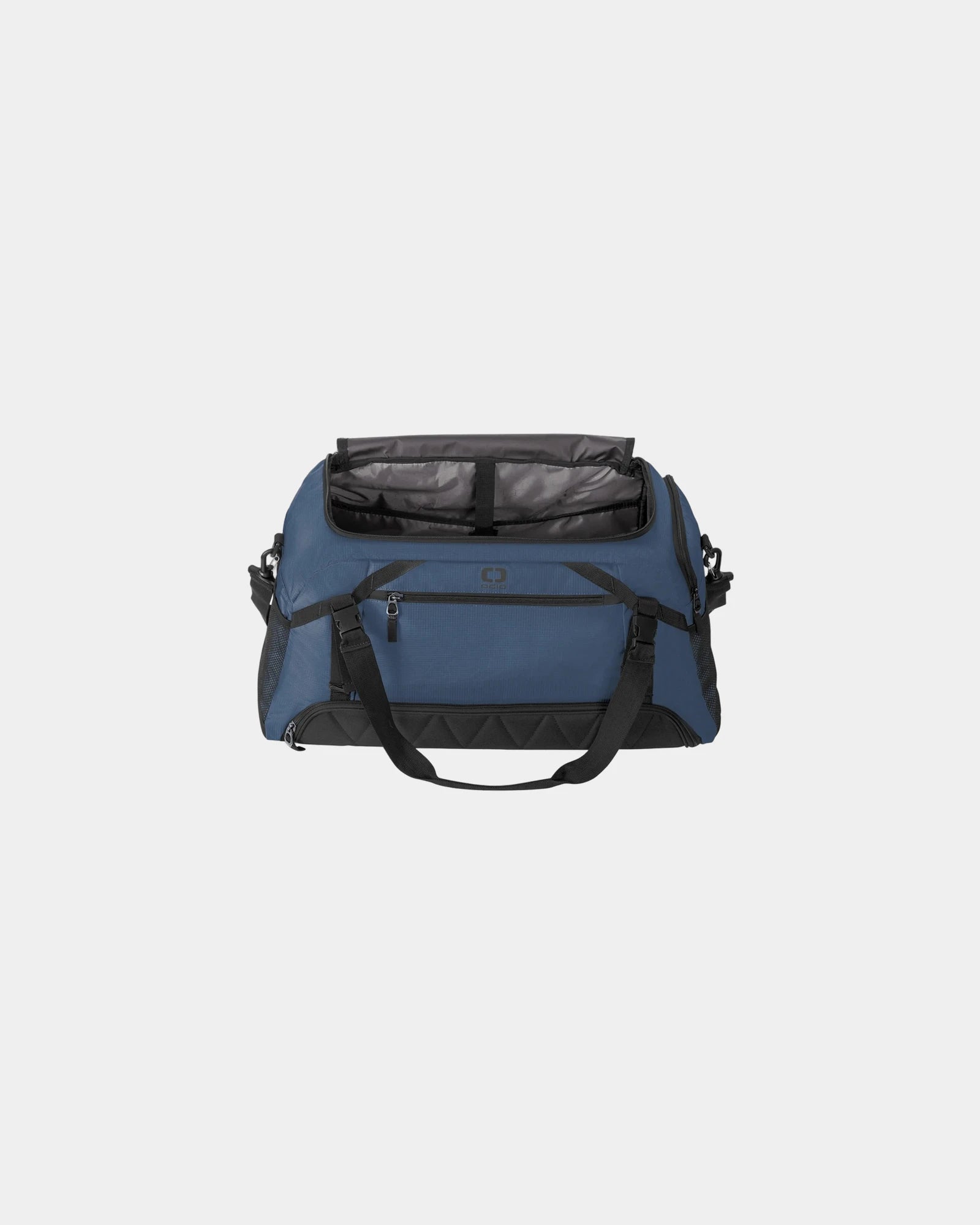 Custom 62.3L poly duffel bag with shoe compartment - True Royal