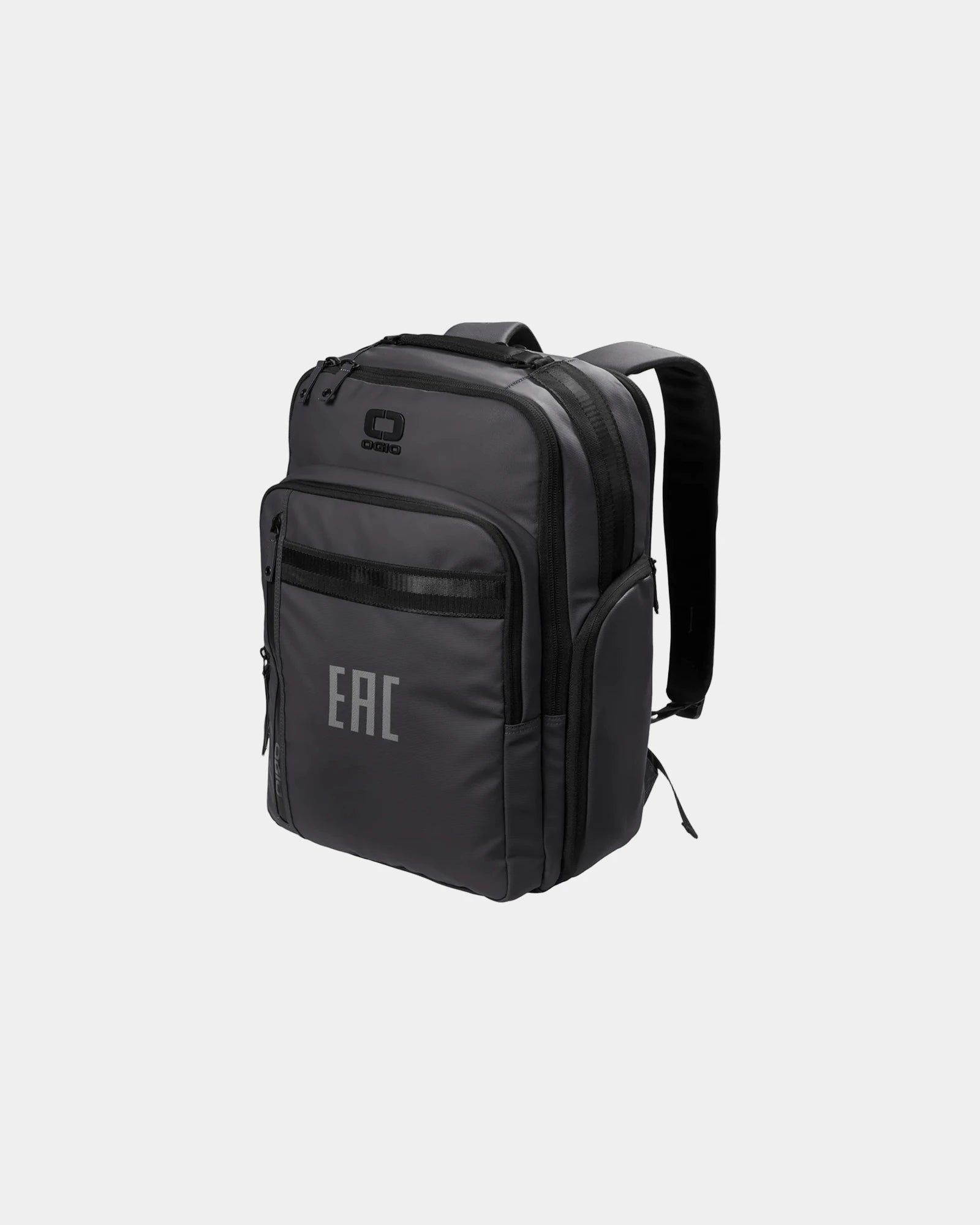 Custom padded laptop backpack with trolley pass-through - Blacktop