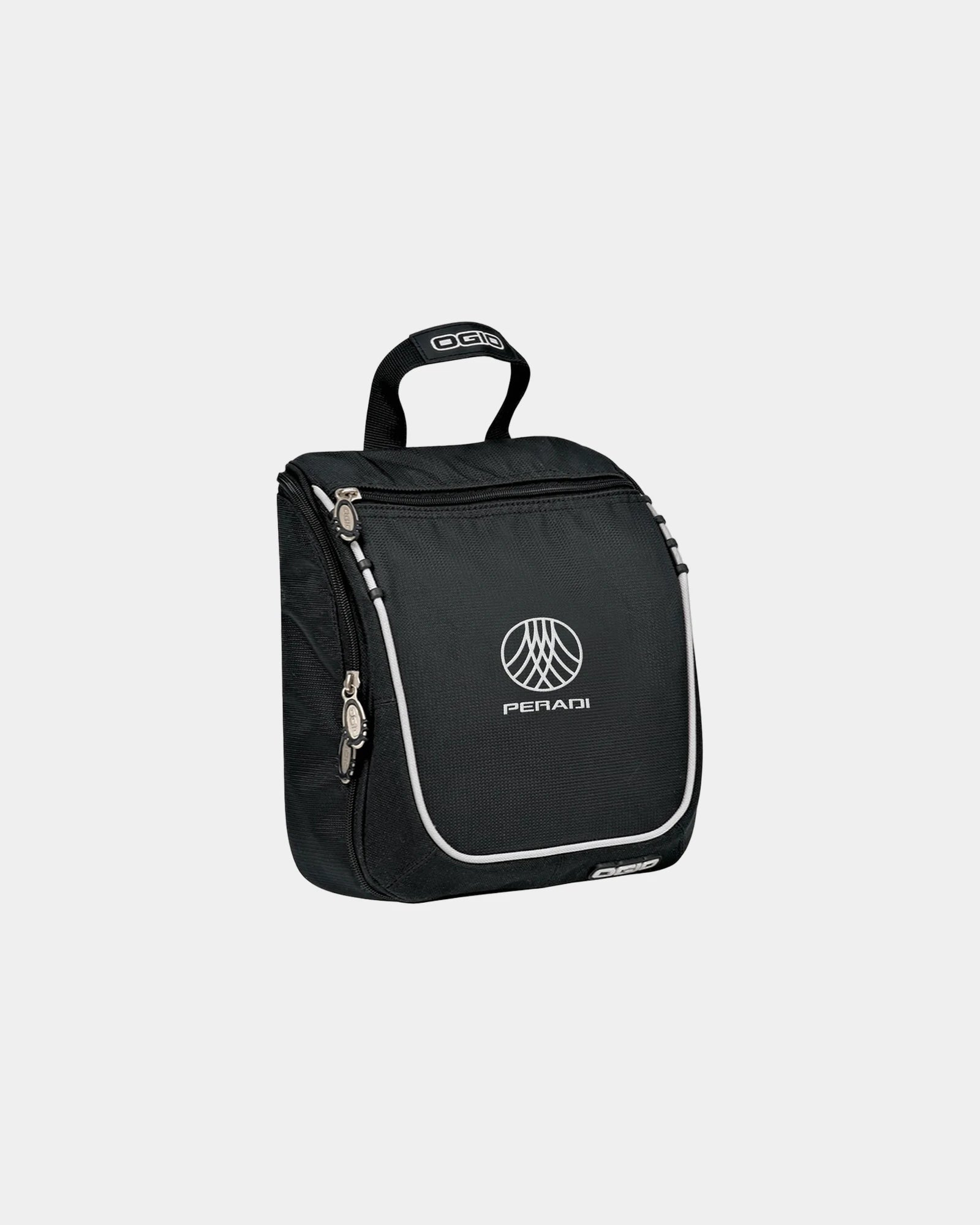 Custom polyester toiletry bag with swivel hook mount - Black