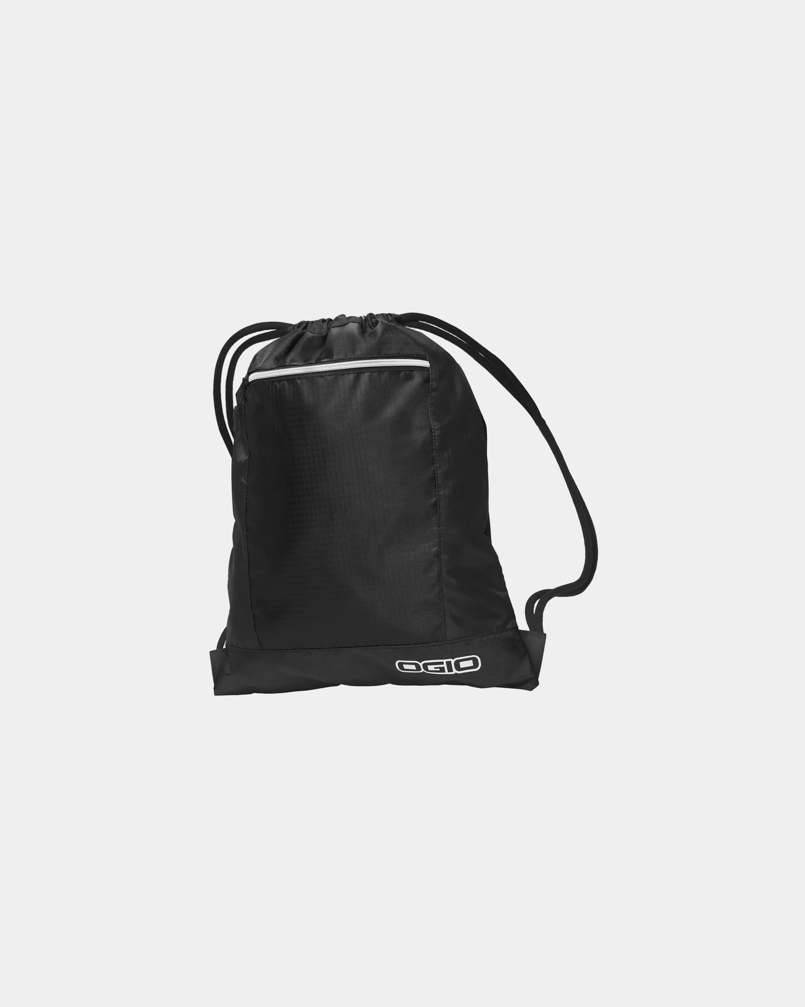 Custom ripstop drawstring backpack with front pocket - Black