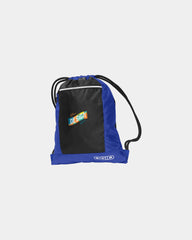 Custom ripstop drawstring backpack with front pocket - Cobalt Blue/ Black
