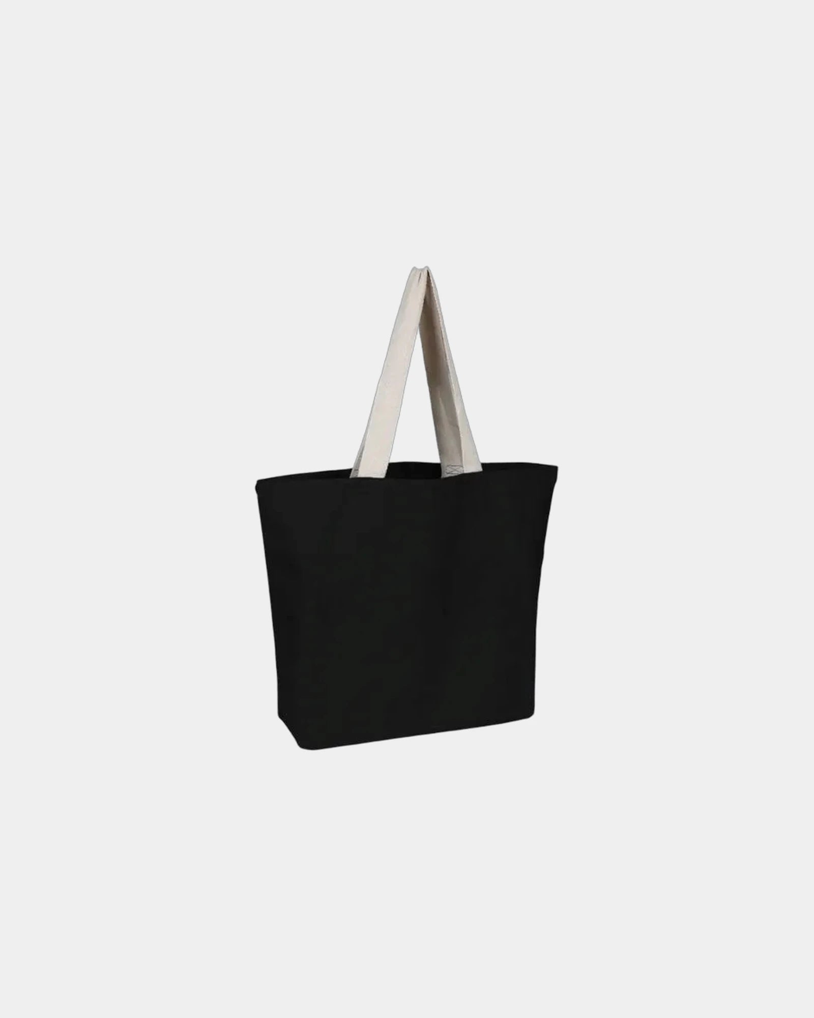 Custom cotton canvas 20" beach bag tote - Black-Natural