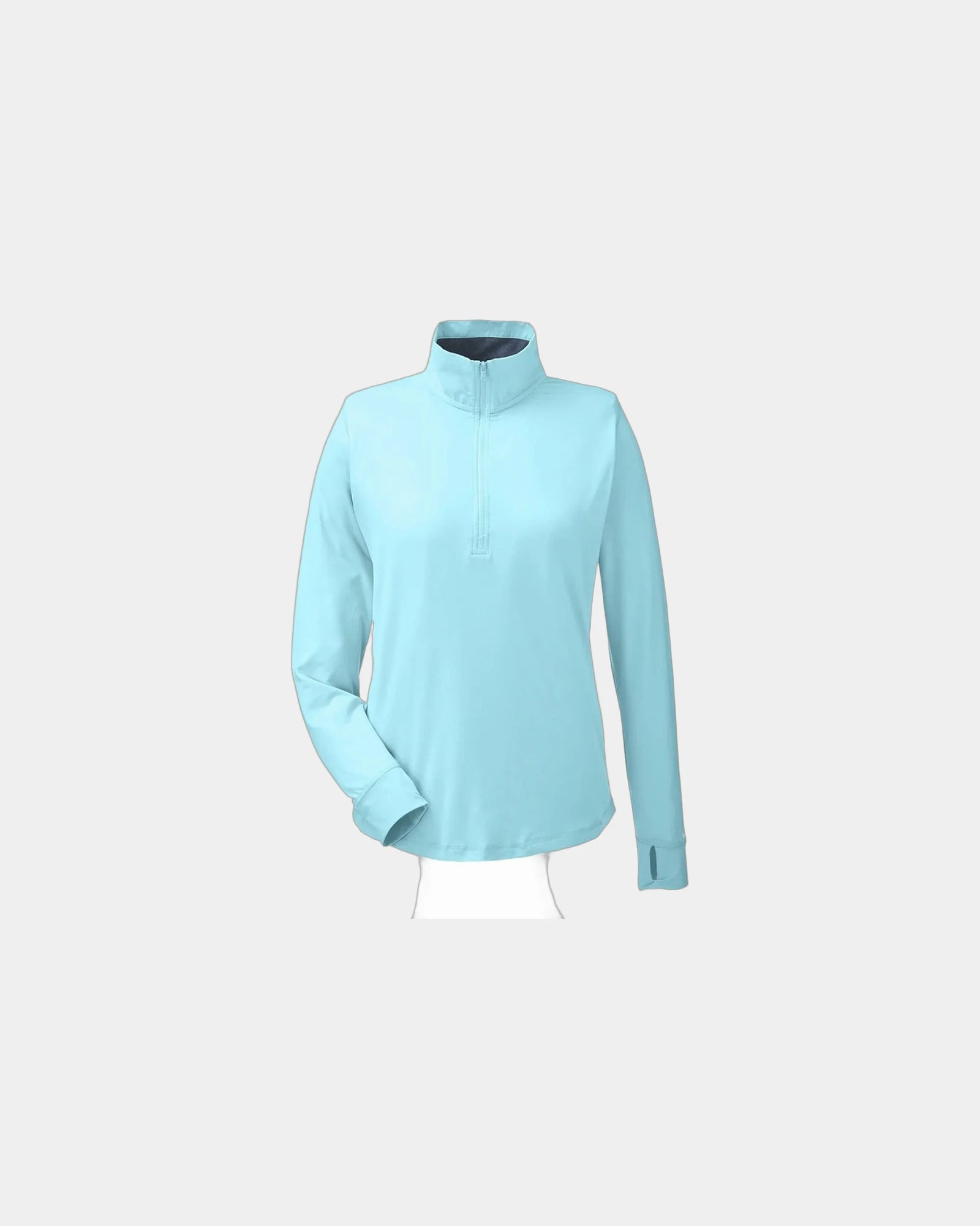 Custom UPF 40+ quarter-zip pullover for women - Sea Mist