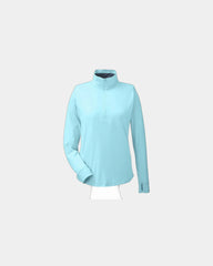 Custom UPF 40+ quarter-zip pullover for women - Sea Mist