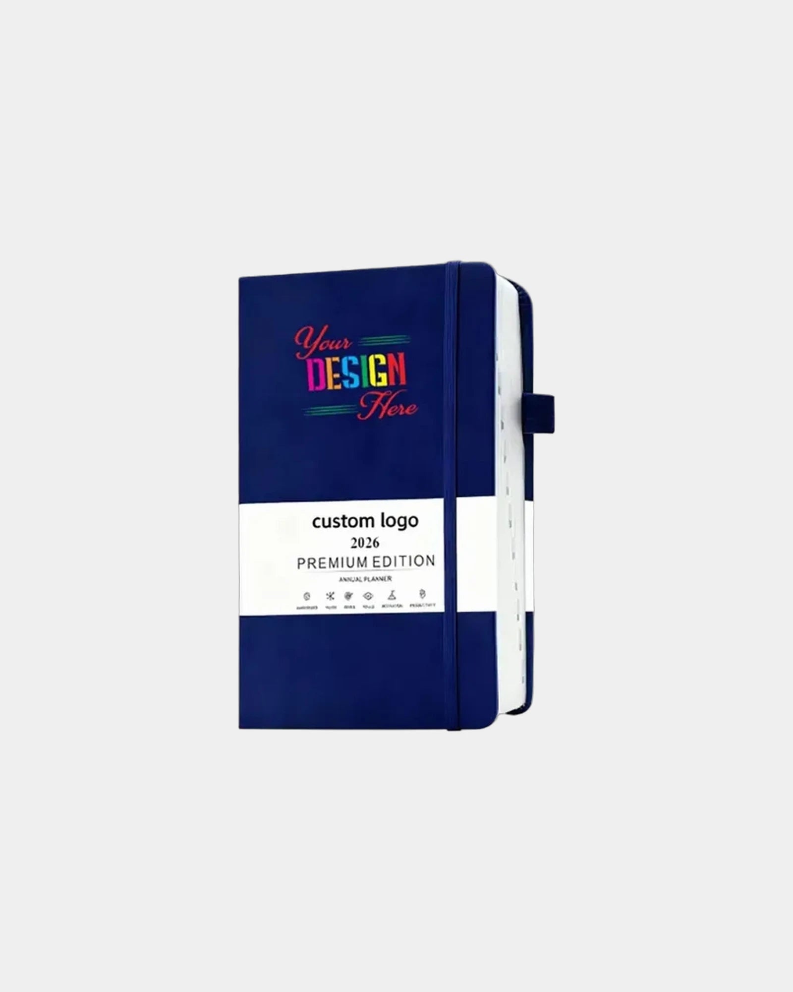 Custom leather hardcover A5 notebook planner - Navy Blue