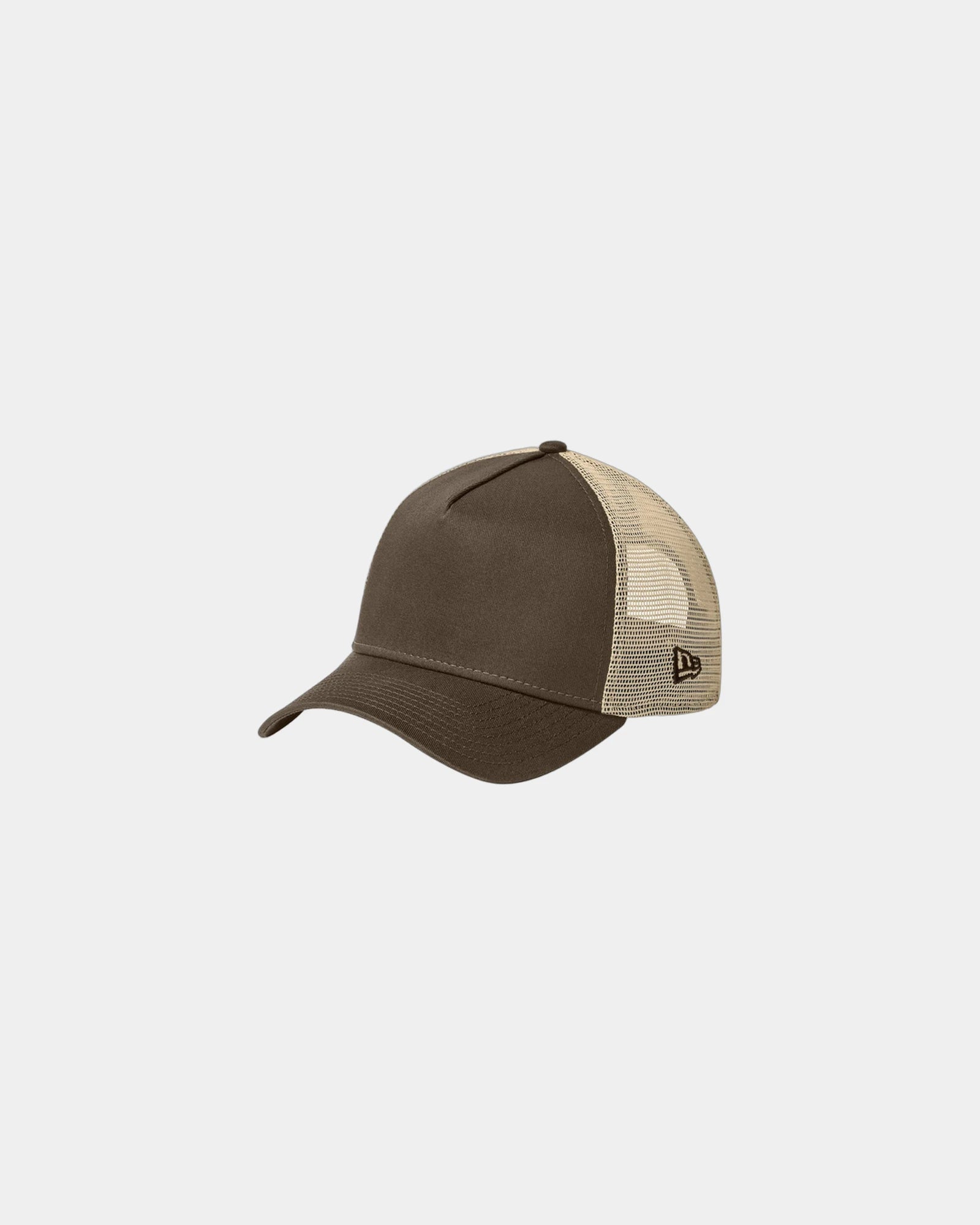 Custom cotton twill New Era Snapback Trucker Cap - Flag Chocolate/ Khaki