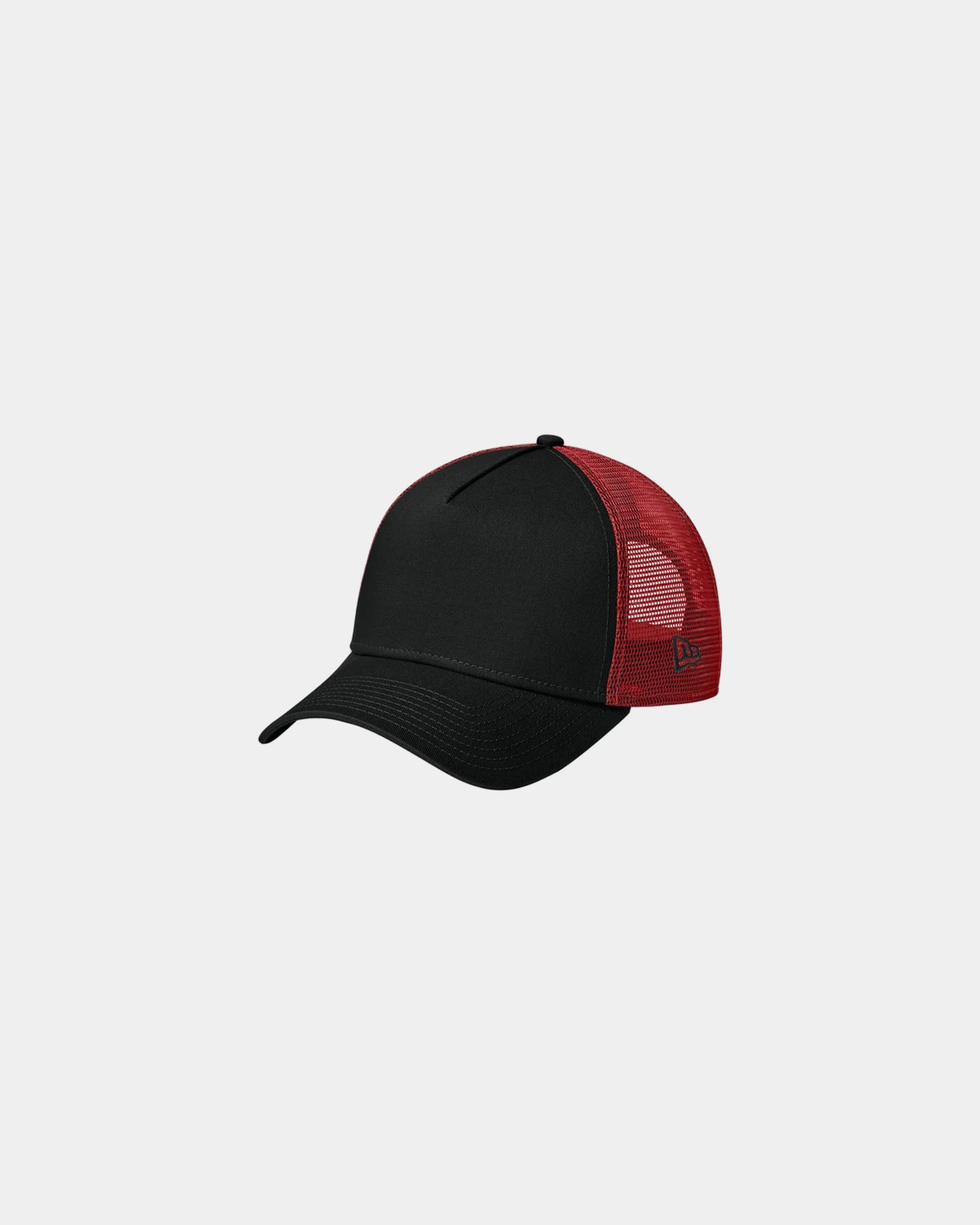 Custom cotton twill New Era Snapback Trucker Cap - Flag Black/ Scarlet