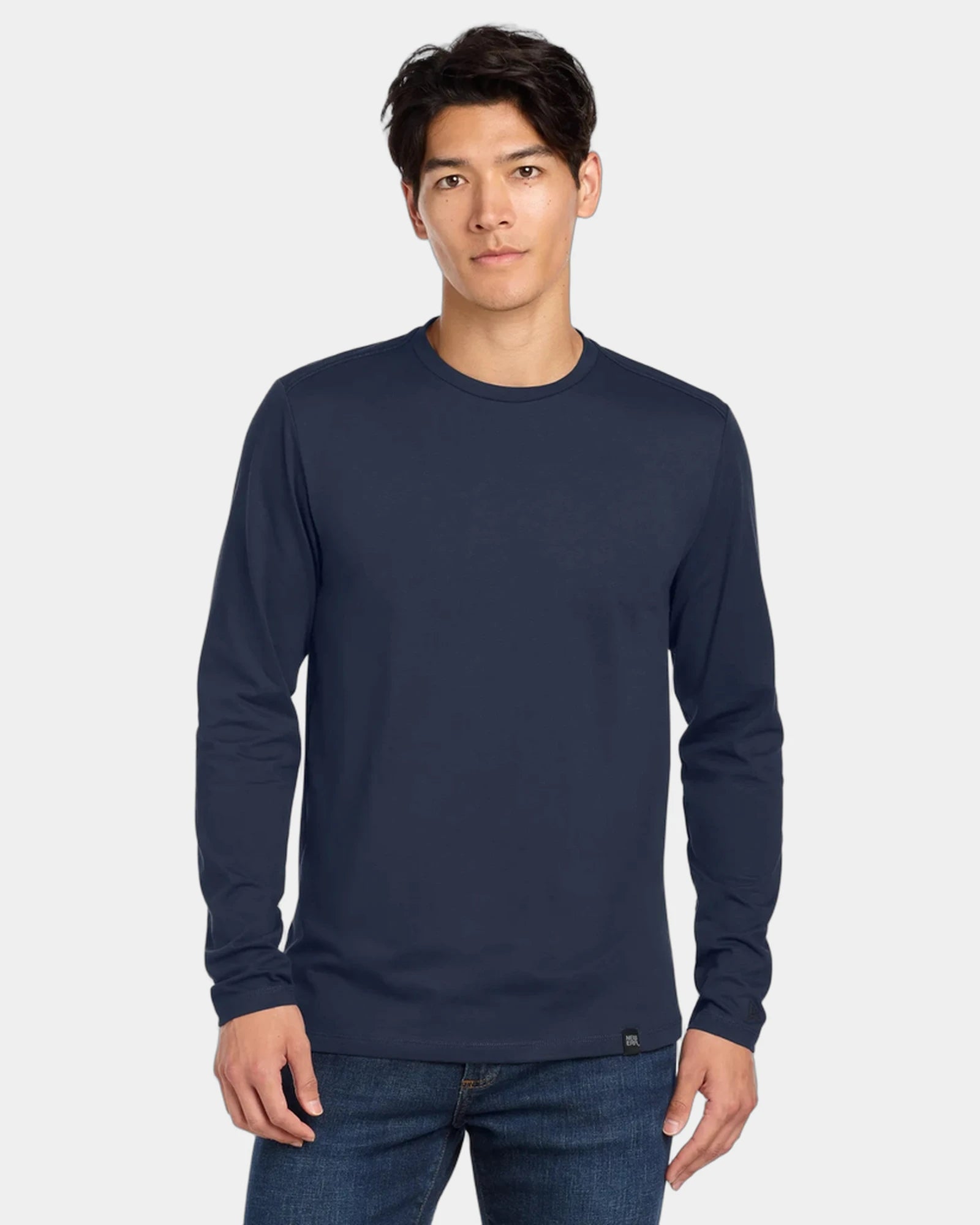 Custom long sleeve tee New Era Heritage Blend Crew - True Navy