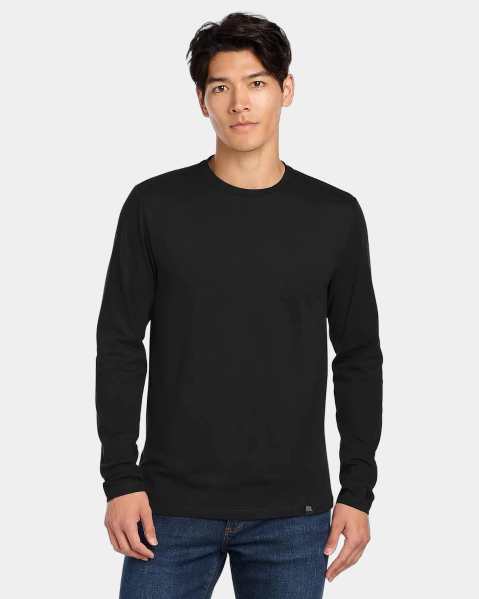 Custom long sleeve tee New Era Heritage Blend Crew - Black