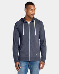 Custom sueded cotton New Era full-zip hoodie jacket - True Navy Heather