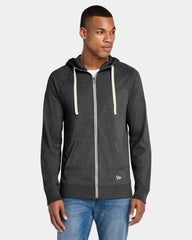 Custom sueded cotton New Era full-zip hoodie jacket - Black Heather