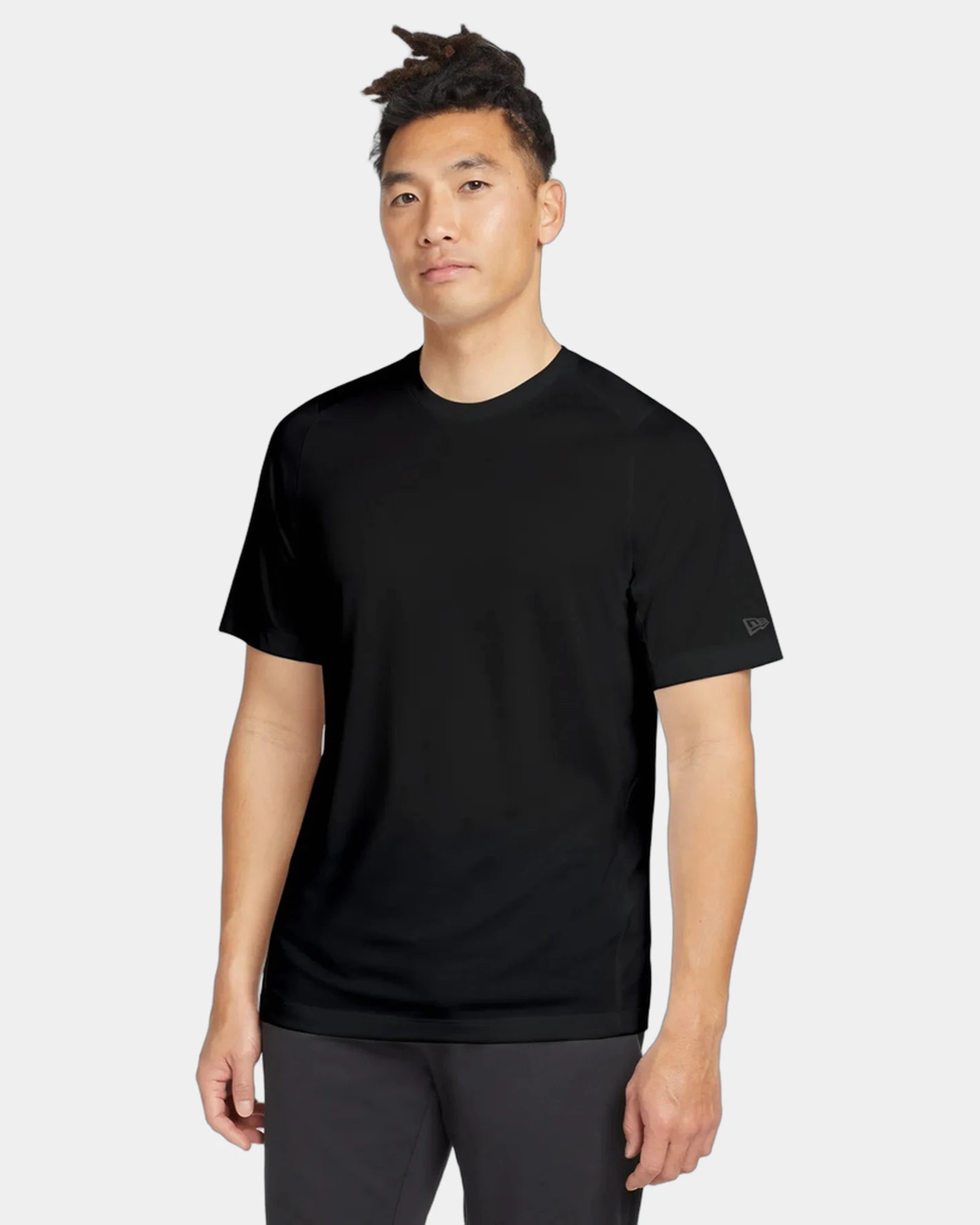 Custom polyester New Era Performance Crew Tee - Black Solid