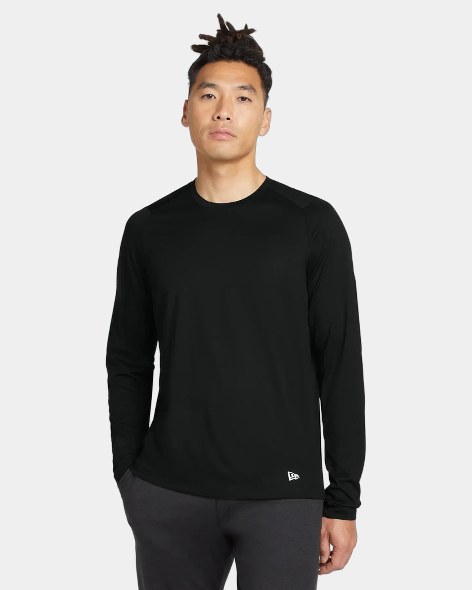 Custom polyester long sleeve tee New Era Performance - Black Solid