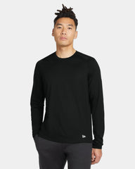 Custom polyester long sleeve tee New Era Performance - Black Solid