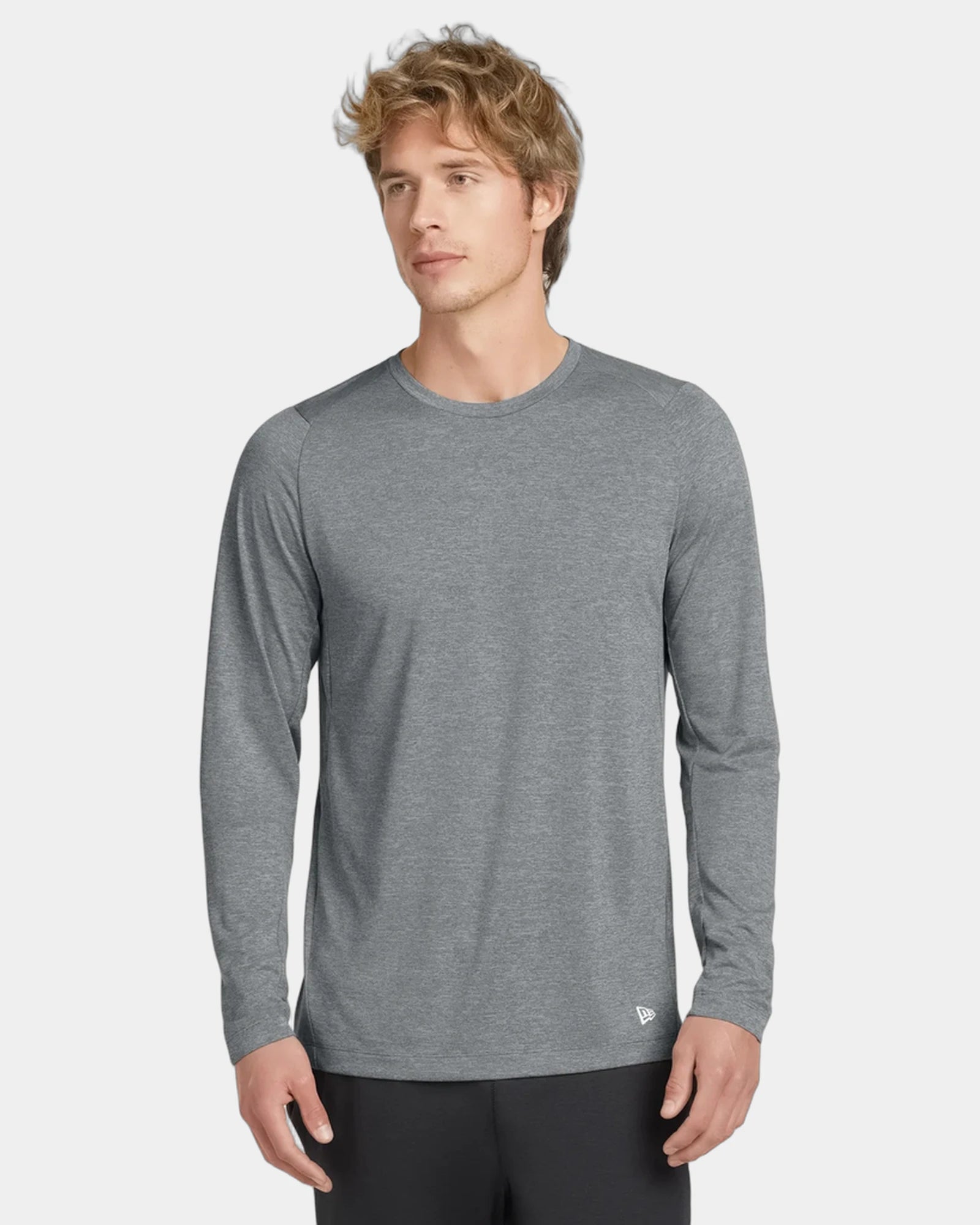 Custom polyester long sleeve tee New Era Performance - Rainstorm Grey