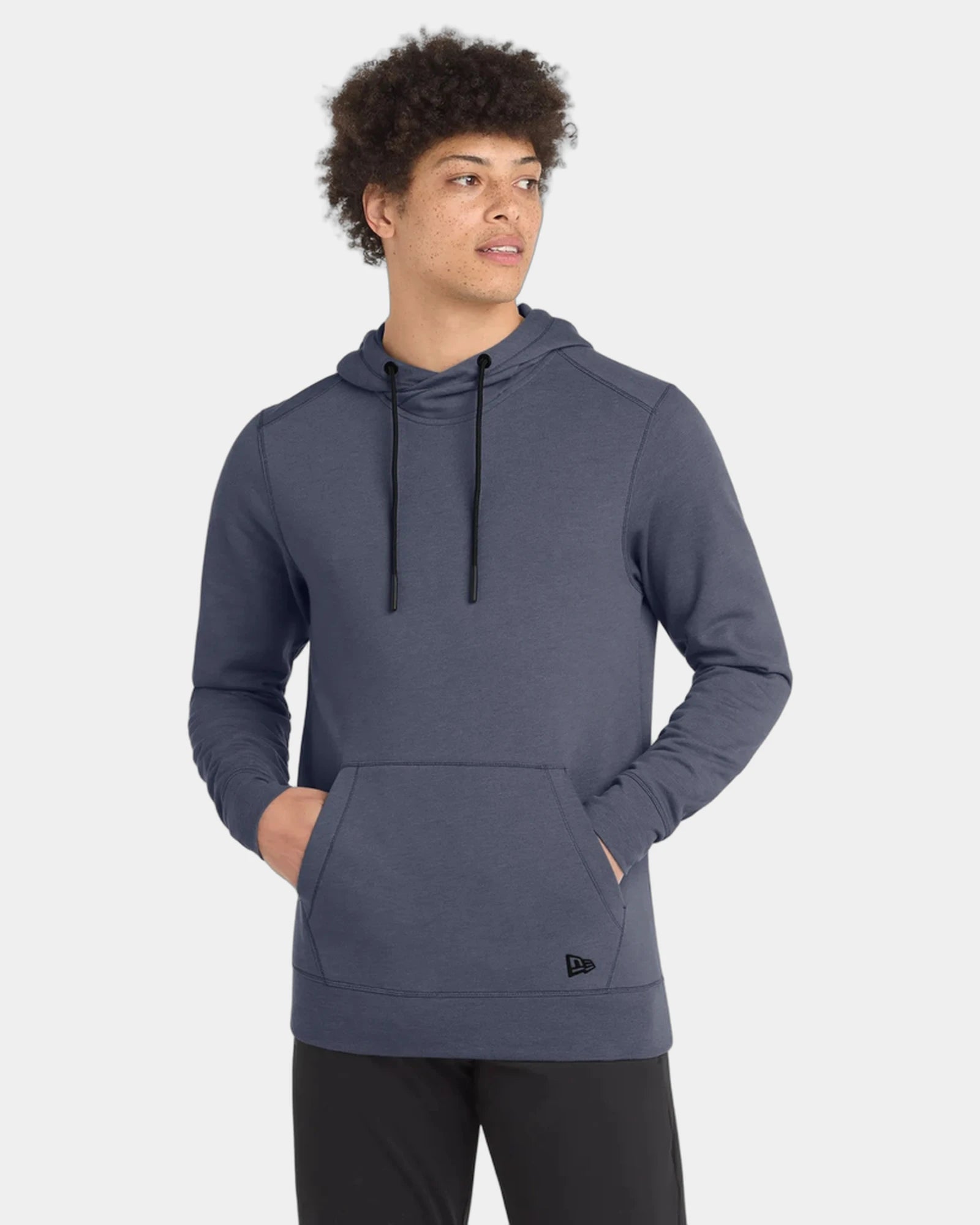 Custom tri-blend fleece hoodie New Era pullover - True Navy Heather