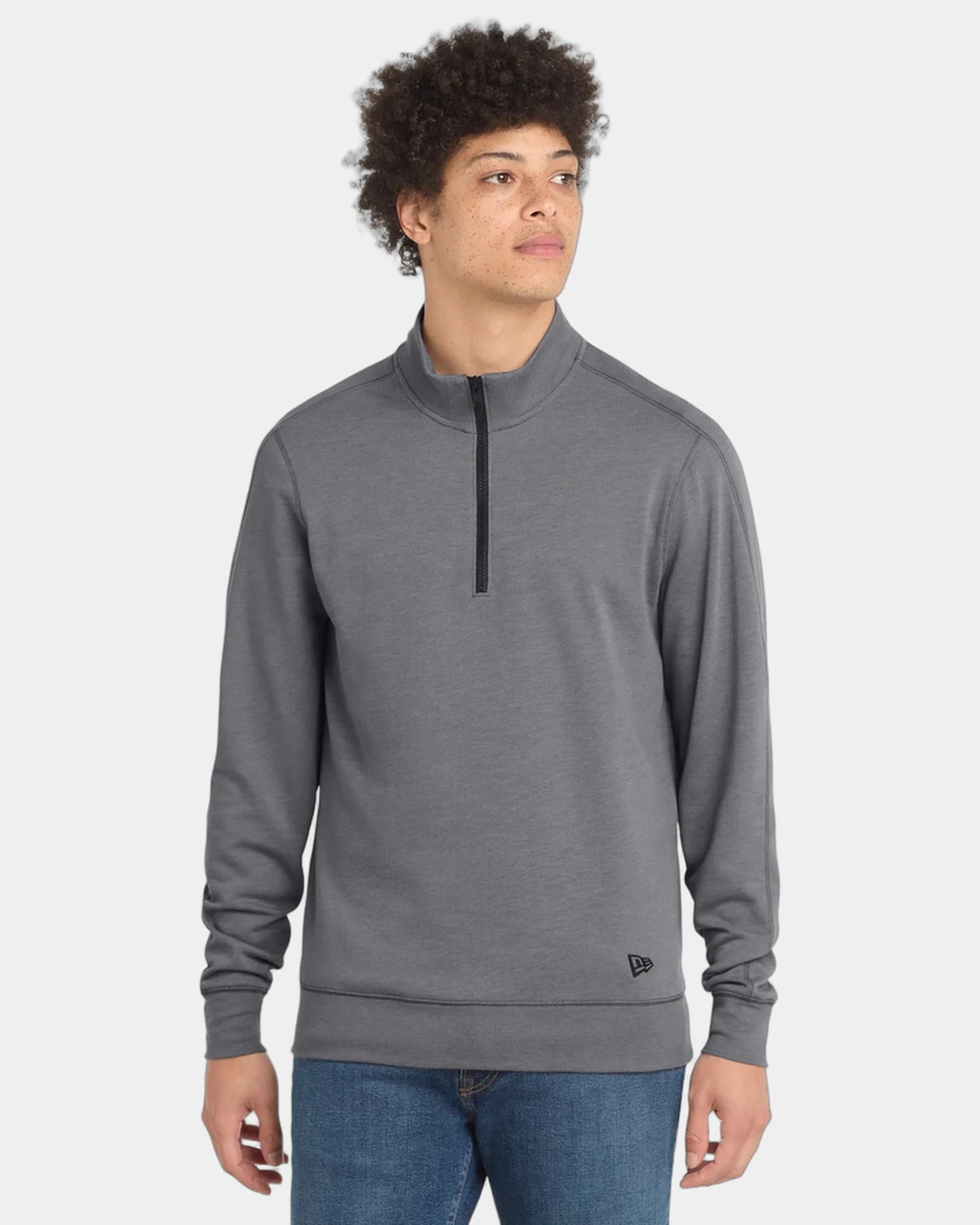 Custom tri-blend fleece New Era quarter-zip pullover - Shadow Grey Heather