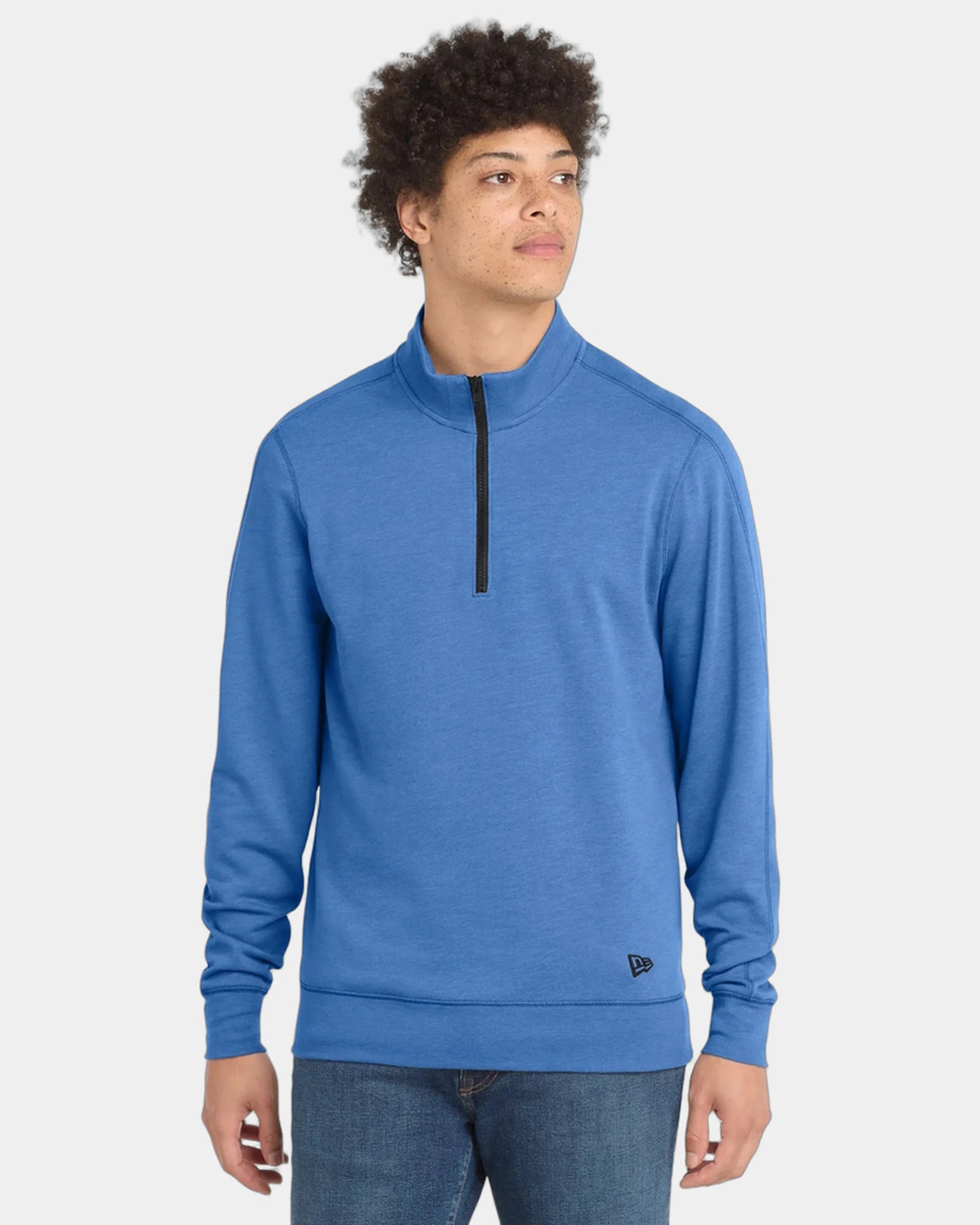 Custom tri-blend fleece New Era quarter-zip pullover - Royal Heather