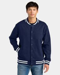 Custom heavyweight fleece New Era varsity jacket - True Navy