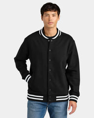 Custom heavyweight fleece New Era varsity jacket - Black