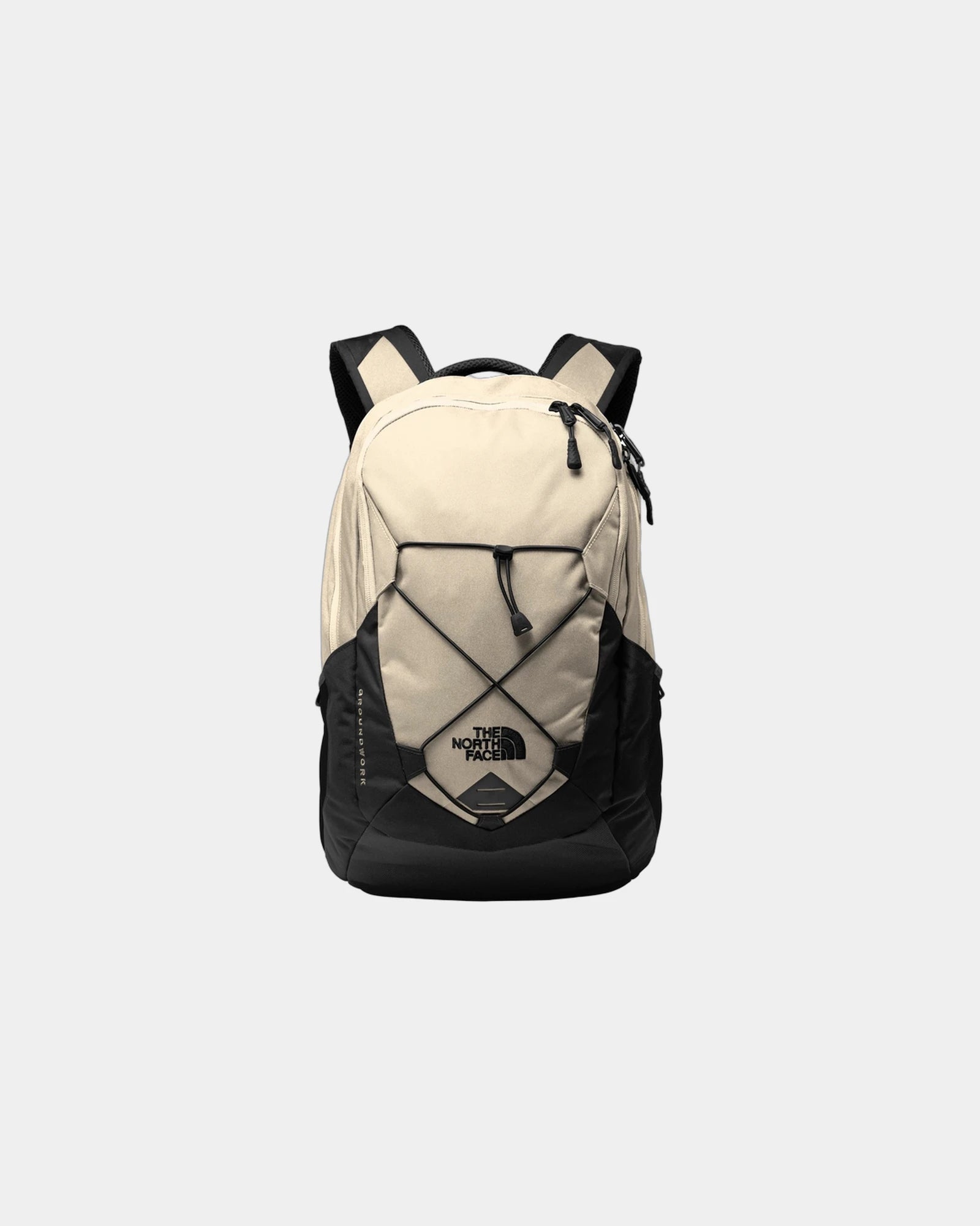 Custom recycled polyester The North Face Groundwork Backpack - Rainyday Ivory Dark Heather/ Tnf Black