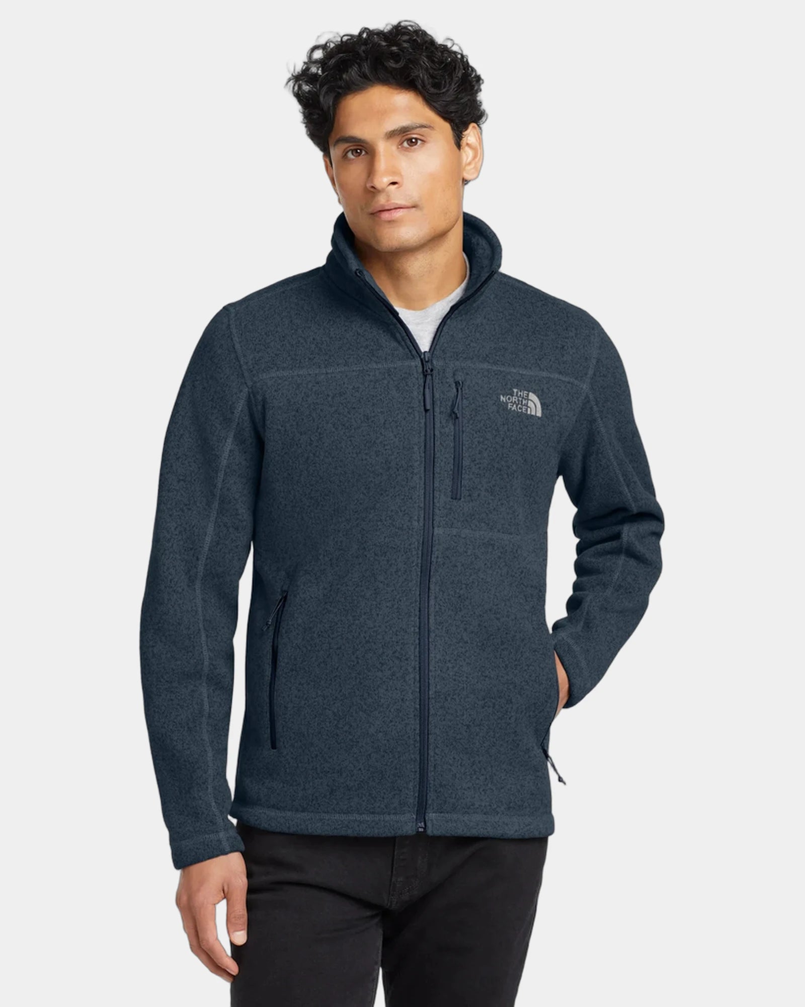 Custom recycled polyester The North Face fleece jacket - Urban Navy Heather